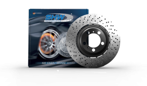 Porsche Cayman GT4 Brake Rotor (1) - Front Left - SHW Performance - Drilled-Dimpled Lightweight - 2016